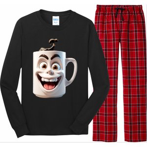 Crazy Face Coffee Character Long Sleeve Pajama Set