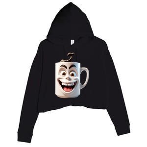 Crazy Face Coffee Character Crop Fleece Hoodie