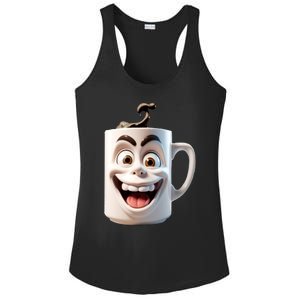 Crazy Face Coffee Character Ladies PosiCharge Competitor Racerback Tank