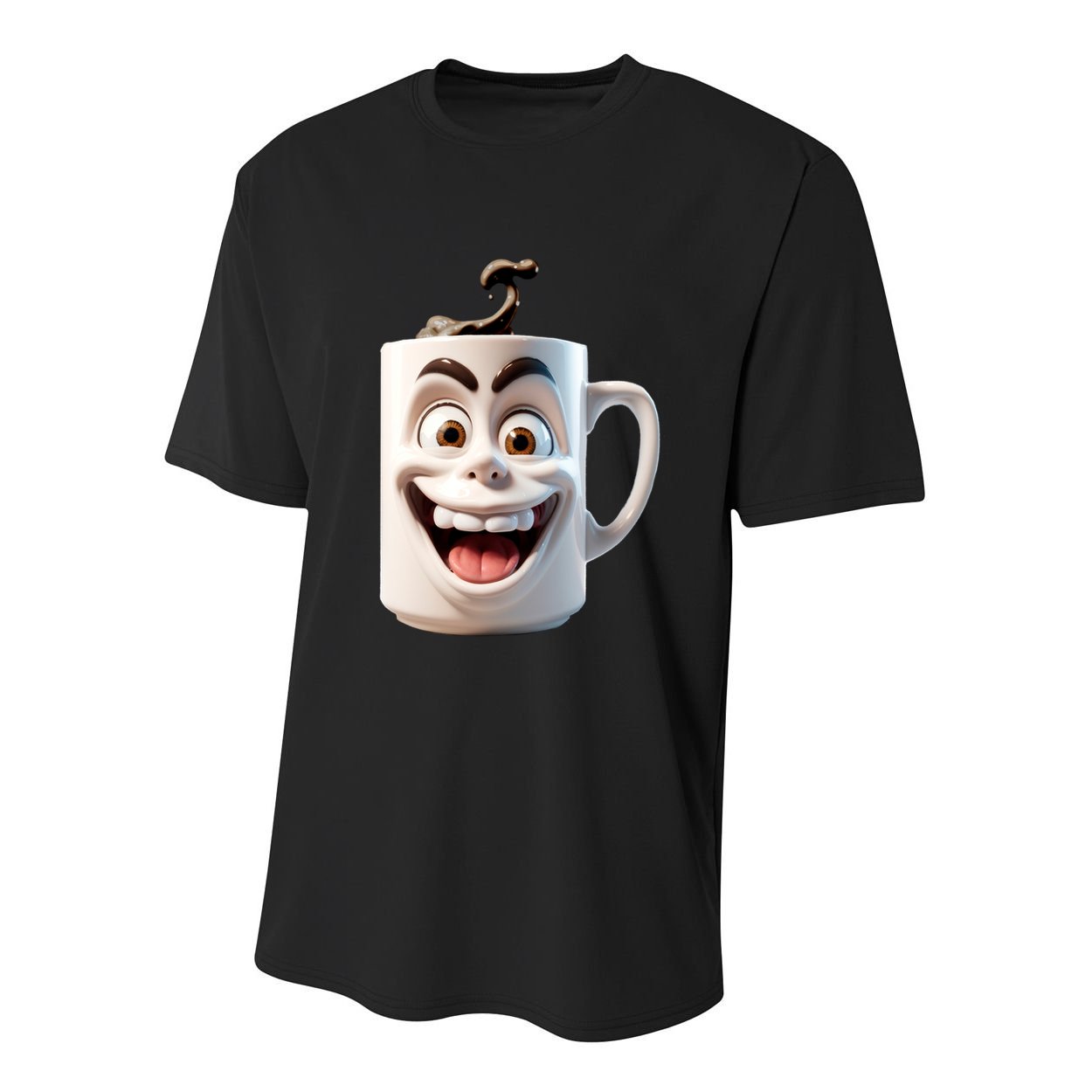 Crazy Face Coffee Character Youth Performance Sprint T-Shirt