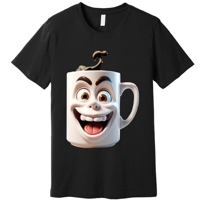Crazy Face Coffee Character Premium T-Shirt