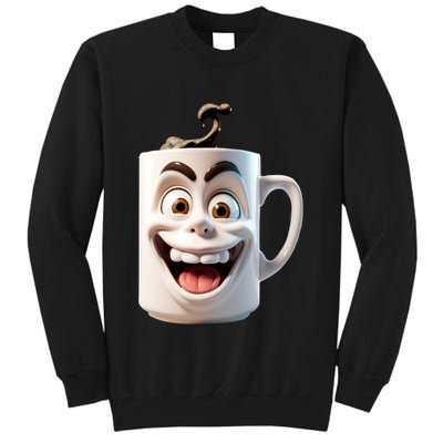 Crazy Face Coffee Character Tall Sweatshirt