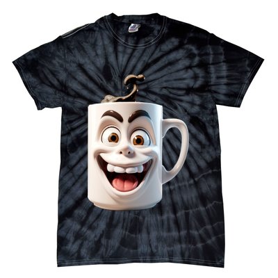 Crazy Face Coffee Character Tie-Dye T-Shirt