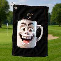 Crazy Face Coffee Character Golf Towel