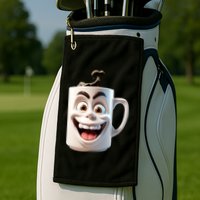Crazy Face Coffee Character Golf Towel