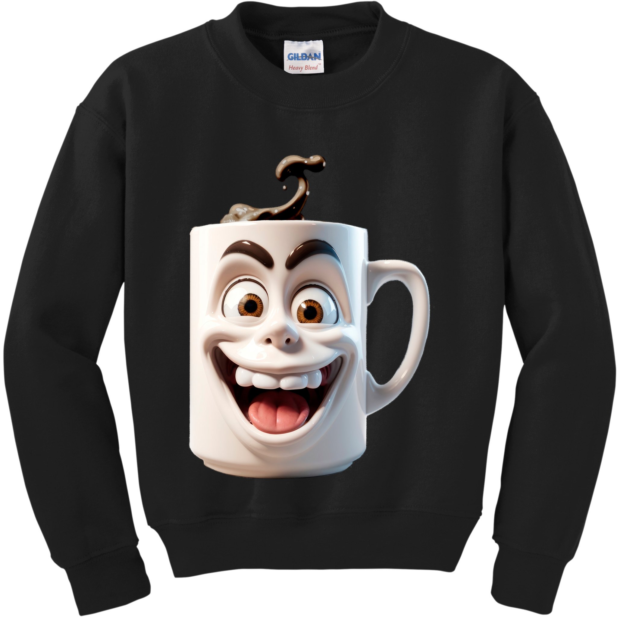 Crazy Face Coffee Character Kids Sweatshirt