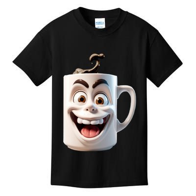Crazy Face Coffee Character Kids T-Shirt