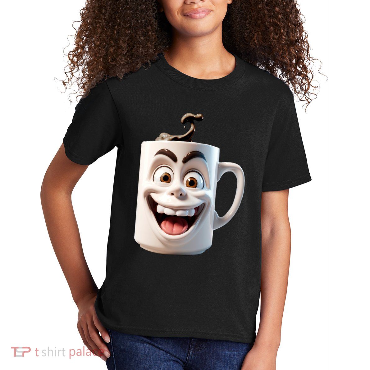 Crazy Face Coffee Character Kids T-Shirt