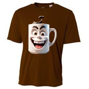 Crazy Face Coffee Character Cooling Performance Crew T-Shirt