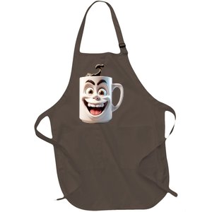 Crazy Face Coffee Character Full-Length Apron With Pockets