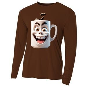 Crazy Face Coffee Character Cooling Performance Long Sleeve Crew