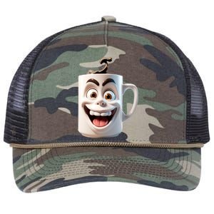 Crazy Face Coffee Character Retro Rope Trucker Hat Cap