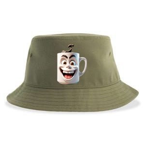 Crazy Face Coffee Character Sustainable Bucket Hat