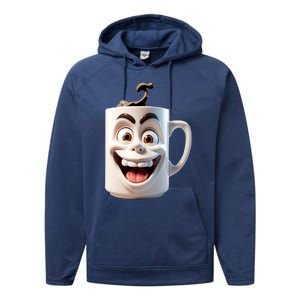 Crazy Face Coffee Character Performance Fleece Hoodie