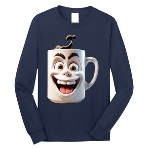 Crazy Face Coffee Character Long Sleeve Shirt