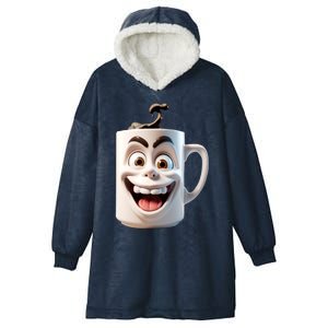 Crazy Face Coffee Character Hooded Wearable Blanket