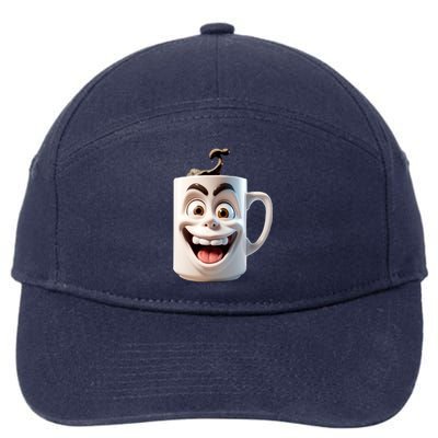 Crazy Face Coffee Character 7-Panel Snapback Hat