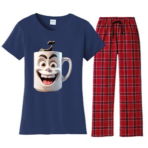 Crazy Face Coffee Character Women's Flannel Pajama Set