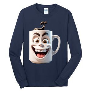 Crazy Face Coffee Character Tall Long Sleeve T-Shirt