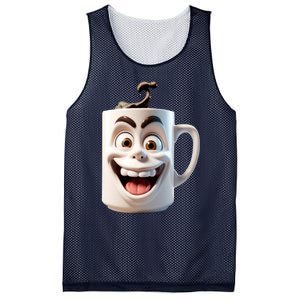 Crazy Face Coffee Character Mesh Reversible Basketball Jersey Tank