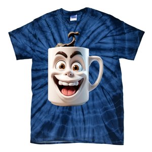 Crazy Face Coffee Character Tie-Dye T-Shirt