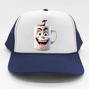 Crazy Face Coffee Character Trucker Hat