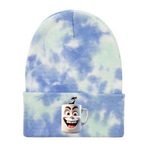 Crazy Face Coffee Character Tie Dye 12in Knit Beanie