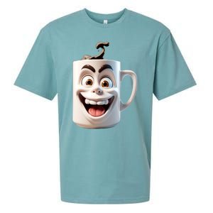 Crazy Face Coffee Character Sueded Cloud Jersey T-Shirt