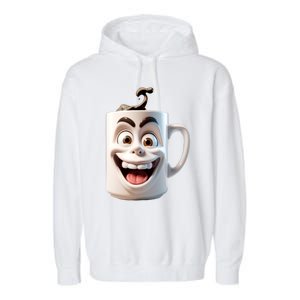 Crazy Face Coffee Character Garment-Dyed Fleece Hoodie