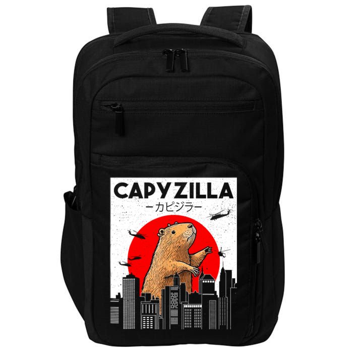 Capyzilla Funny Capybara Japanese Sunset Rodent Animal Lover Impact Tech Backpack