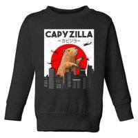 Capyzilla Funny Capybara Japanese Sunset Rodent Animal Lover Toddler Sweatshirt