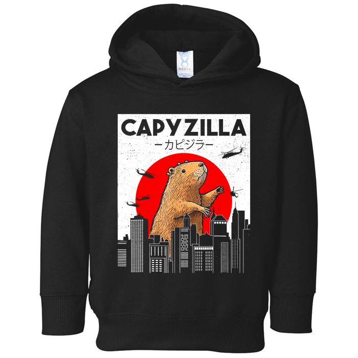 Capyzilla Funny Capybara Japanese Sunset Rodent Animal Lover Toddler Hoodie