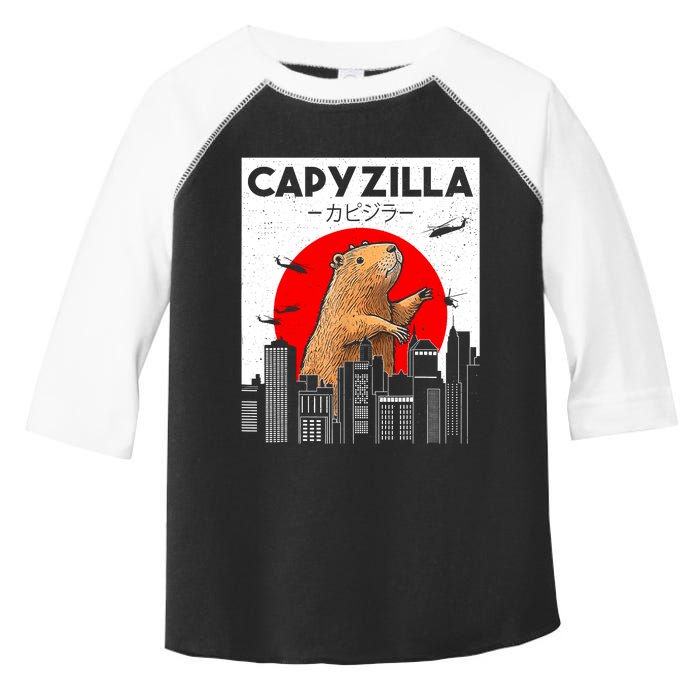 Capyzilla Funny Capybara Japanese Sunset Rodent Animal Lover Toddler Fine Jersey T-Shirt