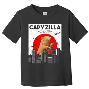 Capyzilla Funny Capybara Japanese Sunset Rodent Animal Lover Toddler T-Shirt