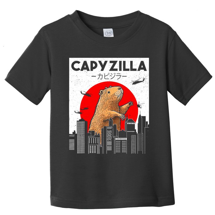 Capyzilla Funny Capybara Japanese Sunset Rodent Animal Lover Toddler T-Shirt