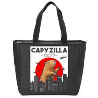 Capyzilla Funny Capybara Japanese Sunset Rodent Animal Lover Zip Tote Bag