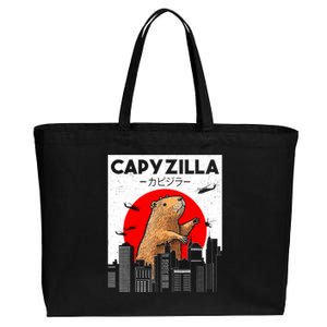 Capyzilla Funny Capybara Japanese Sunset Rodent Animal Lover Cotton Canvas Jumbo Tote