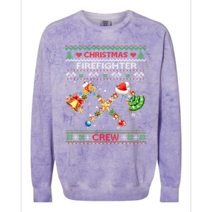 Christmas Firefighter Crew Ugly Sweater Fire Fighter Holiday Gift Colorblast Crewneck Sweatshirt