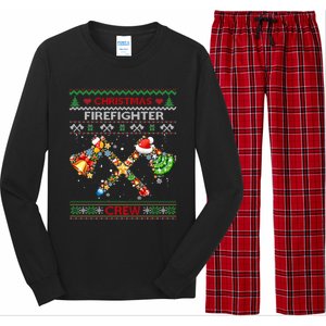 Christmas Firefighter Crew Ugly Sweater Fire Fighter Holiday Gift Long Sleeve Pajama Set