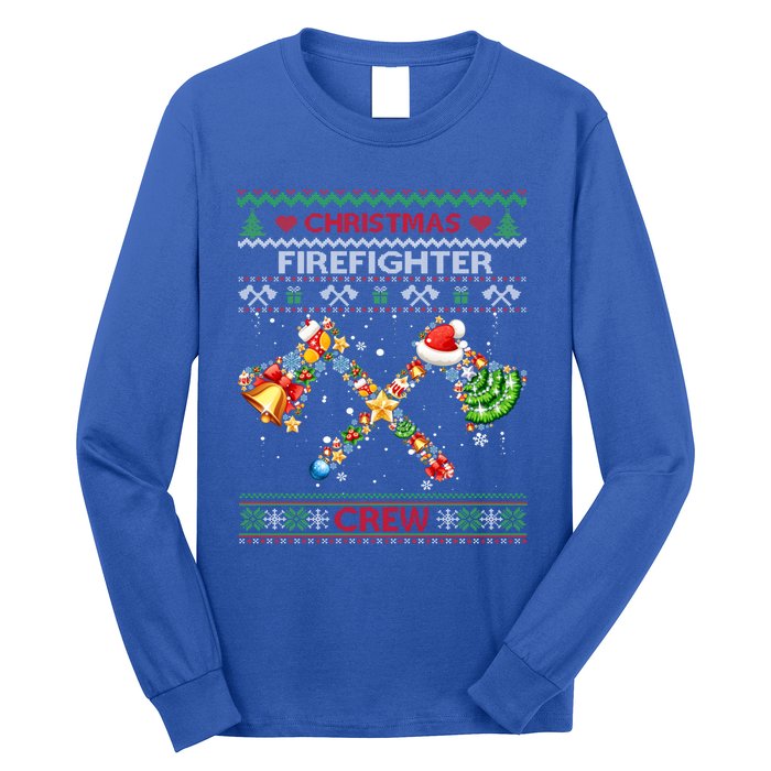 Christmas Firefighter Crew Ugly Sweater Fire Fighter Holiday Gift Long Sleeve Shirt