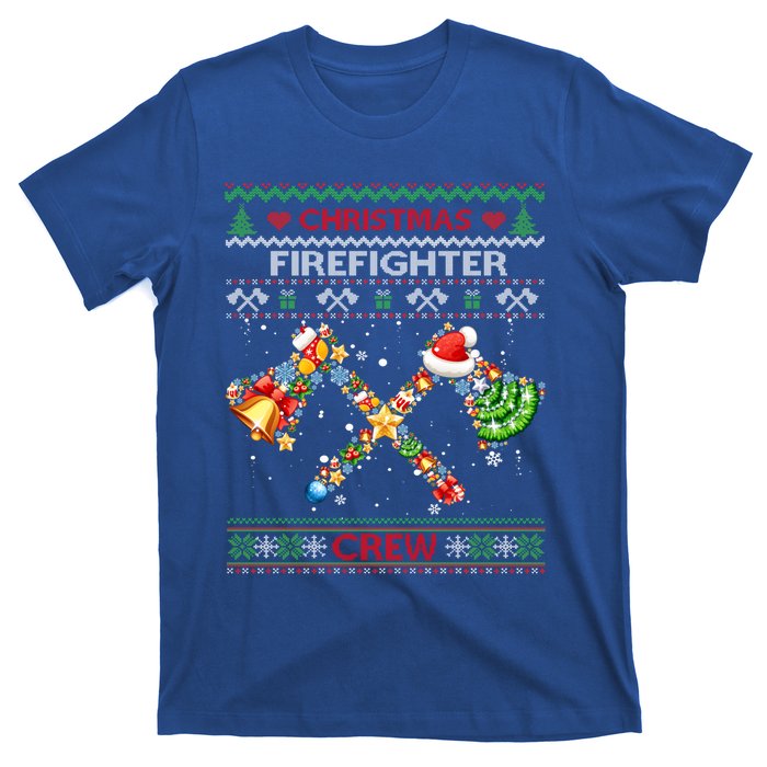 Christmas Firefighter Crew Ugly Sweater Fire Fighter Holiday Gift T-Shirt