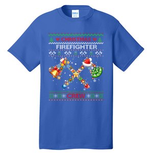 Christmas Firefighter Crew Ugly Sweater Fire Fighter Holiday Gift Tall T-Shirt