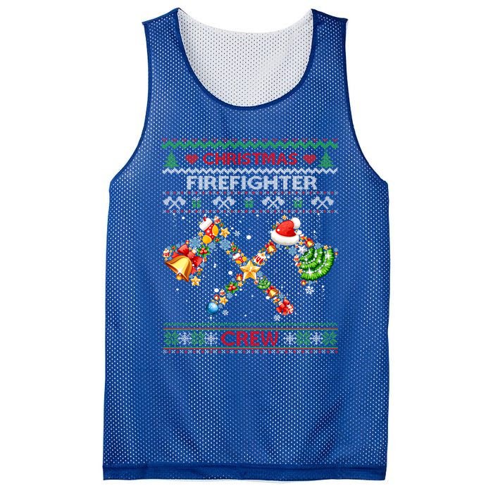 Christmas Firefighter Crew Ugly Sweater Fire Fighter Holiday Gift Mesh Reversible Basketball Jersey Tank