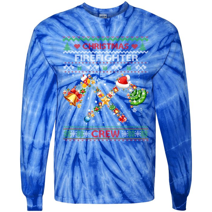 Christmas Firefighter Crew Ugly Sweater Fire Fighter Holiday Gift Tie-Dye Long Sleeve Shirt