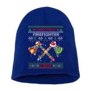 Christmas Firefighter Crew Ugly Sweater Fire Fighter Holiday Gift Short Acrylic Beanie