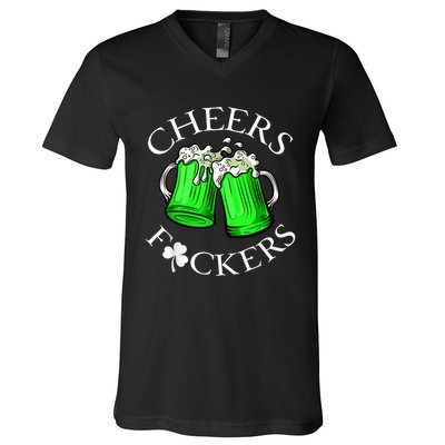 Cheers F Ckers St Patricks Day Beer Drinking Mugs Irish V-Neck T-Shirt