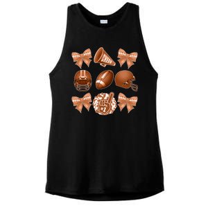 Cute Football Cheer Fan Lover Ribbon Bow Coquette Style Ladies PosiCharge Tri-Blend Wicking Tank