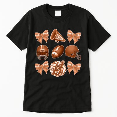 Cute Football Cheer Fan Lover Ribbon Bow Coquette Style Tall T-Shirt