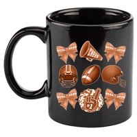 Cute Football Cheer Fan Lover Ribbon Bow Coquette Style 11oz C Handle Ceramic Mug