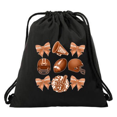 Cute Football Cheer Fan Lover Ribbon Bow Coquette Style Drawstring Bag